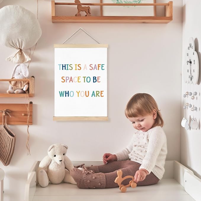FDHSPAAM Safe Space Sign Wall Art Decor, Calming Corner Poster for Classroom, Boho Mental Health Safe Space Wall Art Posters for Classroom School Counselor Office Calm Down Corner, 12x16 Inch