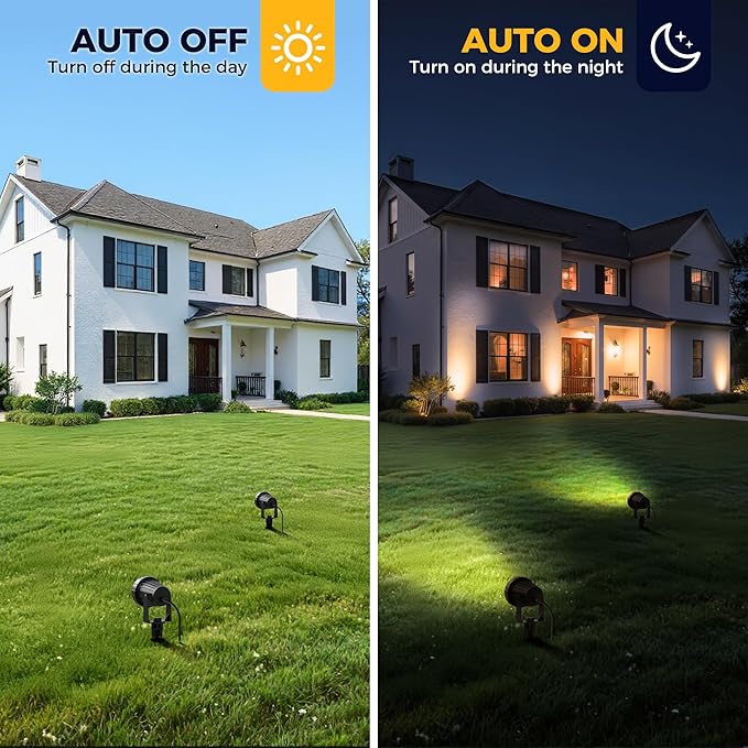 L LOHAS LED 5W Dusk to Dawn Outdoor Spotlight 3000K Landscape Light 10 Pack | Multi Pack Landscape Lighting with Auto Sensor, Outdoor Spotlights for Large Yard, Garden, Pathway and House