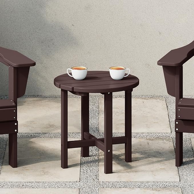 WestinTrends Dylan Adirondack Round Outdoor Side Table, Dark Brown