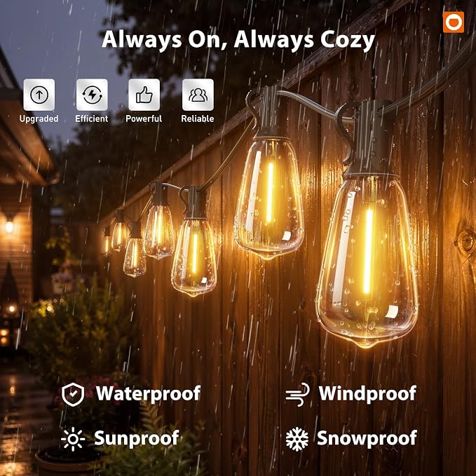 addlon 200(50FT*4) Outdoor String Lights with Remote LED Edison Waterproof | Plastic ST38 Shatterproof Bulbs, Extra Long Lighting, Hanging for Patio Outside Backyard Pergola Bistro Porch Garden Party