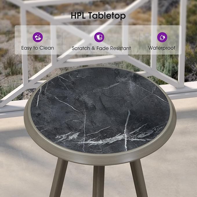 PURPLE LEAF Counter Height Bar Stools Table Dining Table with Weather Resistant for Patio Garden Grey