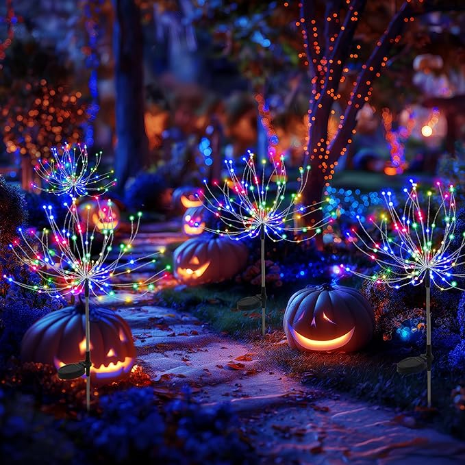 PEVOROS Solar Firework Fairy Garden Lights Outdoor, Colorful, 6 Pack | 120 LEDs, Waterproof, Fairy Garden Decor, Auto On/Off, Solar Powered, for Yard, Patio, Porch, Flower Pot, Pathway