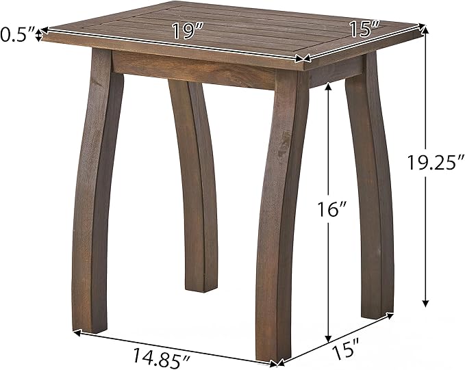 Merax Outdoor Acacia Wood Accent End Table Patio Coffeetable for Backyard,Garden,Poolside,Balcony