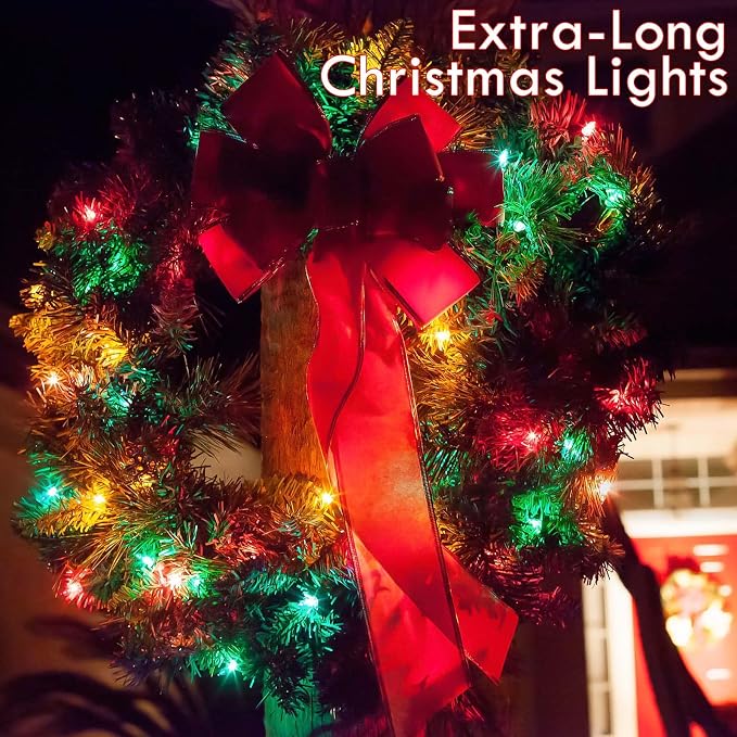 200 LED Connectable String Lights, 66FT Christmas Lights Outdoor Indoor | Red & Green, 13 Modes, Timer, Clear Wire Waterproof Twinkle Fairy Lights Plug in for Bedroom Classroom Patio Xmas Tree Decor