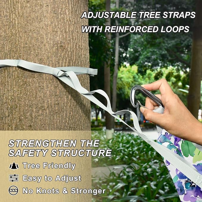 Camping Hammock Outdoor Hammocks for Outside Floral Purple Blue Watercolor Beach Trees Portable Lightweight with Pockets Tree Straps Indoor