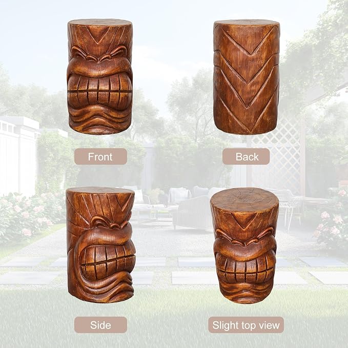 Outdoor Decor Tiki Face Sculpture-Tiki Totem Statues Waterproof Decorative Yard Patio Decorations