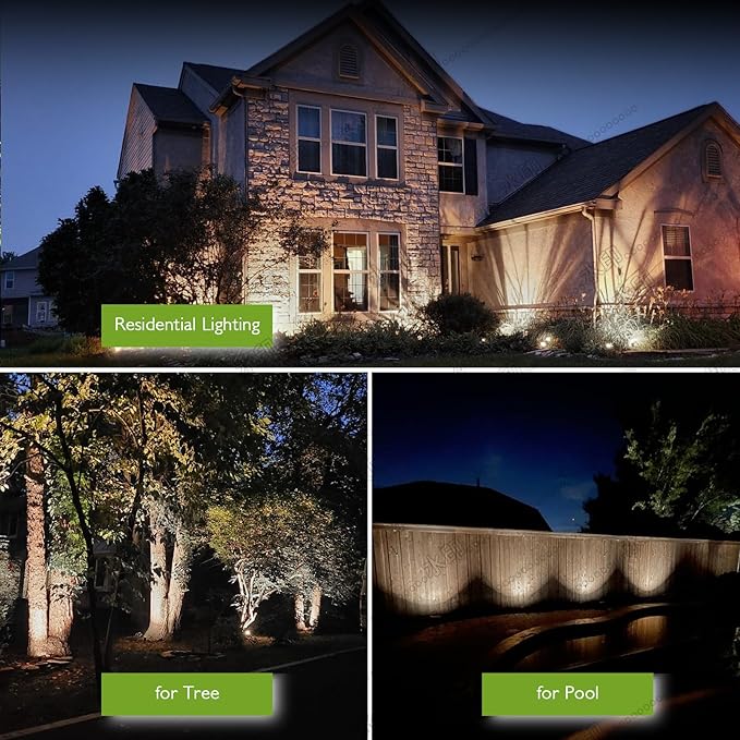 Outdoor Spotlight Cool White 6000K, 10W LED Spot Lights Outdoor for Yard Garden Tree, 120V Plug in Landscape Lighting with IP65 Waterproof for Halloween Christmas Decor, 4 Pack