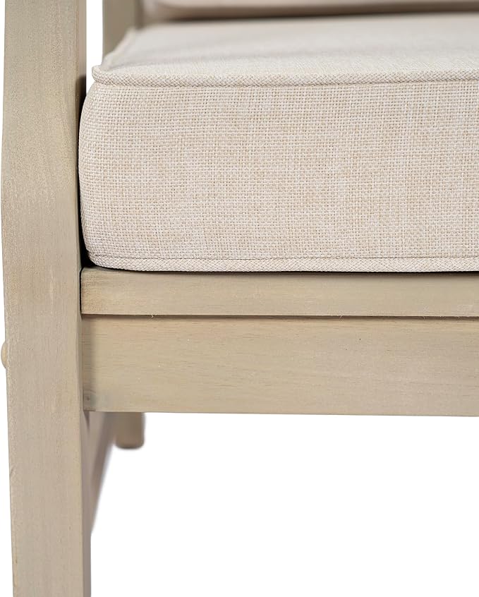 Christopher Knight Home Andy Acacia Wood Outdoor Patio Furniture Set for 8, Patio Sofa Set with Cushions, 8-Seater Patio Conversation Set with Sofas, Club Chairs and Coffee Table, Light White+Sand