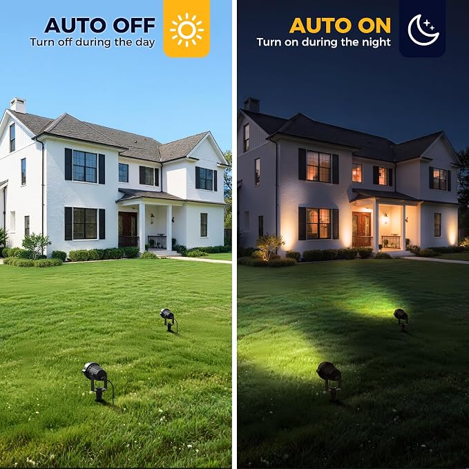 L LOHAS LED 5W Dusk to Dawn Outdoor Spotlight 6000K Landscape Light 4 Pack | Outdoor Spotlights with Dusk to Dawn Sensor, Waterproof Landscape Lights for Yard, Garden, House and Tree Decoration