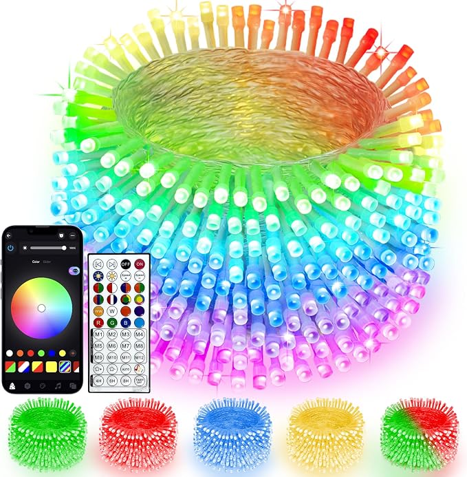 400 LED Smart Color Changing Fall String Lights APP & Remote for Halloween | 131 FT Halloween Twinkle Lights IP44 Waterproof, Timer, Music Sync, Multiple Colors & Modes Outdoor Christmas Fall Decoration