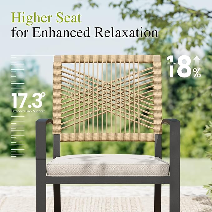 Sophia & William 7pc Patio Dining Set, 54" Round Table, Wicker Chairs | Outdoor Dining Set for 6, Round Patio Dining Table Set with Patio Wicker Chairs for Garden, Porch, Deck