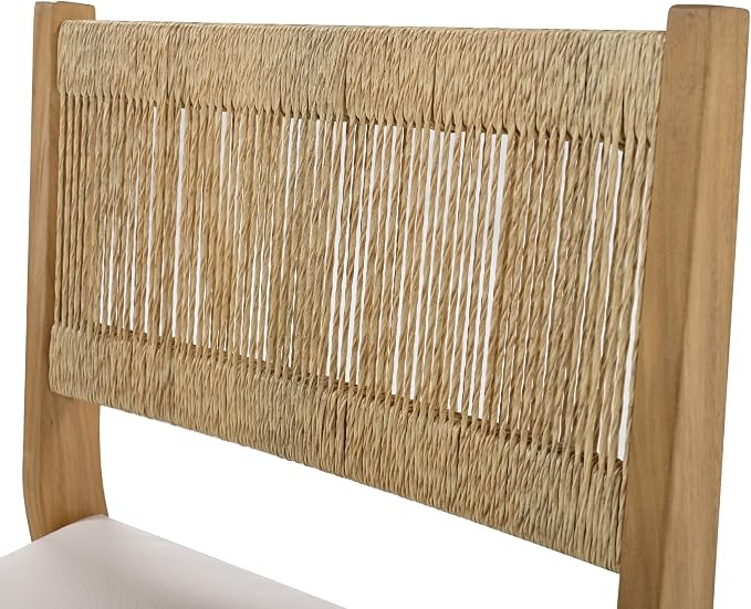5-Piece Set Acacia Wood Dining Table and Chair Set, ll-Weather Outdoor Conversation Set Gathering Set.Thick Cushions, Suitable for Balcony, Vourtyard, and Garden (Beige@093)
