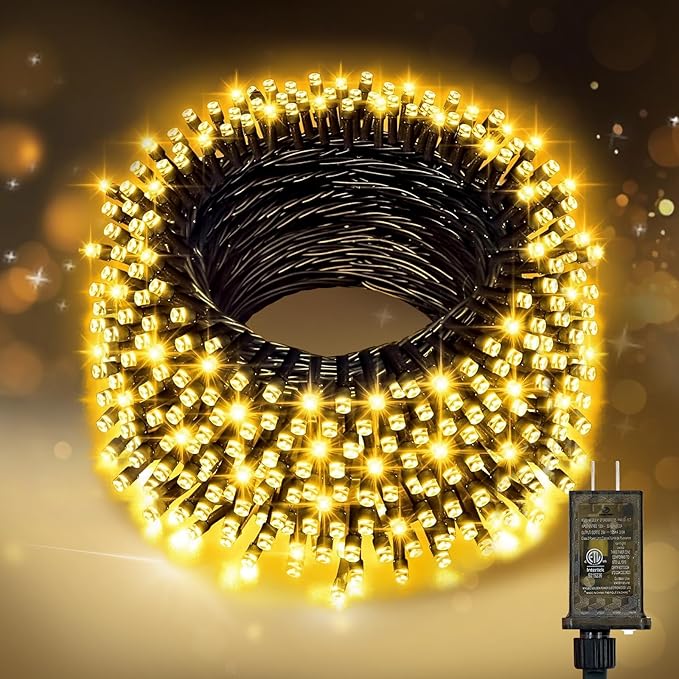 Nisocy LED Christmas Connectable String Lights Outdoor Waterproof – Warm White Fairy Lights with Plug, Tree Lights for Patio, Garden, Bedroom, Wedding, Party, Decor (66FT)