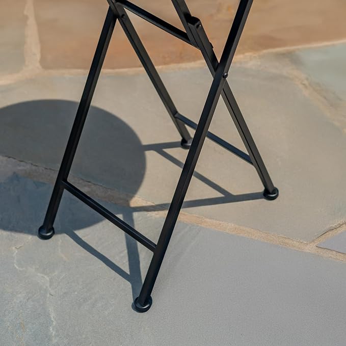 Mosaic Tile Furniture with Black Metal Frame and Patterned Tile Tops (Sedona - Black/Tan/Brown, Folding Accent Table)