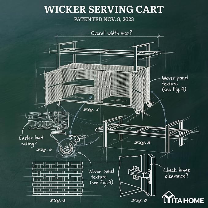 YITAHOME Large Outdoor Kitchen Wicker Island Rolling Cart, Patio Bar Table with Thickened Frame, Patio Storage Cabinet w/Wheels and Black Glass Table Top Backyard and Poolside Dark Brown