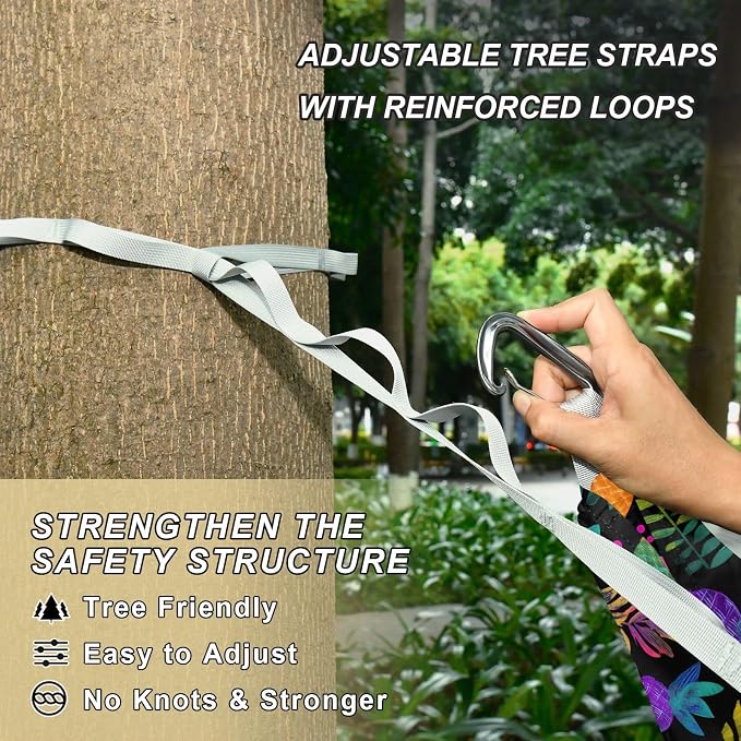Camping Hammock Outdoor Hammocks for Outside Colorful Pineapple Neon Beach Trees Portable Lightweight with Pockets Tree Straps Indoor