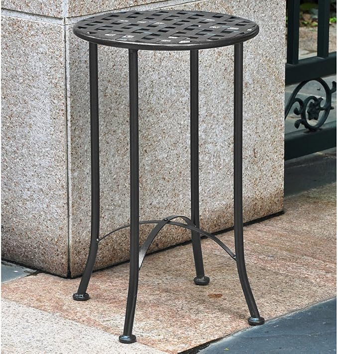 International Caravan Mandalay 15" Wrought Iron Patio Table in Petwer