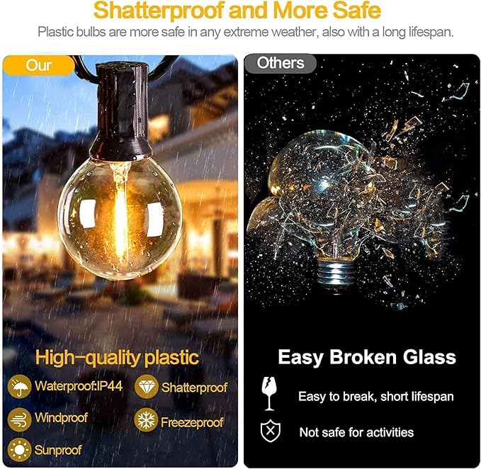 Svater 300 FT Outdoor String Lights for Outside Patio 156 Bulbs Waterproof | Commercial Grade Hanging Globe Lighting, Shatterproof G40 LED Bulbs, For Bistro Cafe Market Backyard Warm White (3*100)