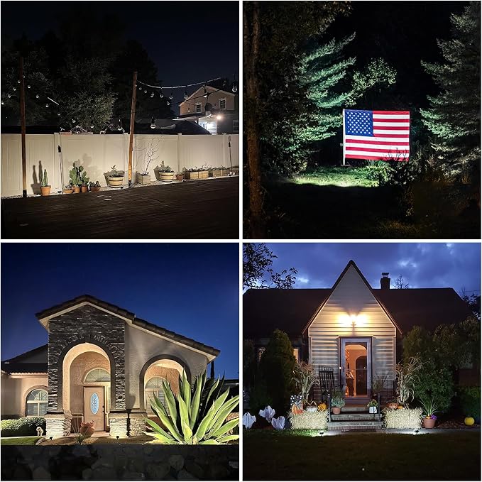GKGG Solar Lights Outdoor Waterproof IP65, Solar Powered 76 LED 3 Lighting Modes Solar Spot Lights Outdoor for Yard Garden Landscape Pathway (Cool White, 4 Pack)
