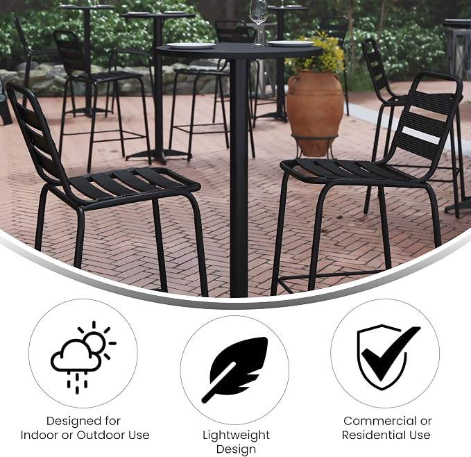 Flash Furniture Metal Bar Table - Aluminum Patio Table - Mellie 23.5"H Round Bar Height Table - Indoor/Outdoor - Black