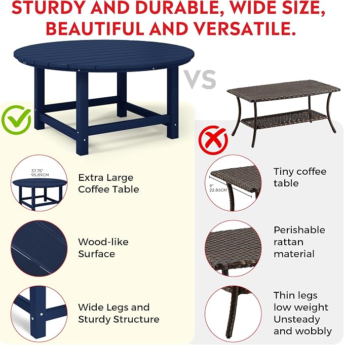 Costaelm Kids Dinner Table, Toddler Play Desk Student Desk Outdoor Childrens Picnic Tables for Children Arts & Crafts, Snack Time, Multi-Activity Table for Ages 2-8 in Home/Outside, Navy Blue