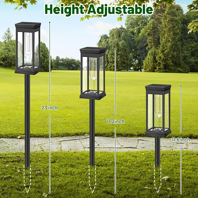 8-Pack Solar Pathway Lights Outdoor, Landscape Lights Warm White | Upgraded Large Size & Bright LED, Auto ON/OFF, IP65 Waterproof, Easy Installation, Solar Powered Lights for Garden Walkway