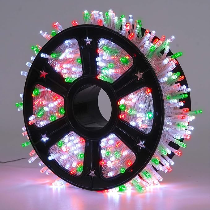 JMEXSUSS 163ft 500 LED Red White and Green Christmas Lights with 8 Modes | Clear Wire String Light Plug in with Remote Control, Christmas String Lights Outdoor Waterproof for Outside Tree Yard Wedding