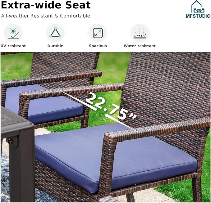MFSTUDIO 9 Pieces Patio Dining Table Set, 8 Person Outdoor Square Table Set with Chairs, Large Dining Furniture Set, Patio 57.5" Square Metal Dining Table for 8, Backyard, Porch