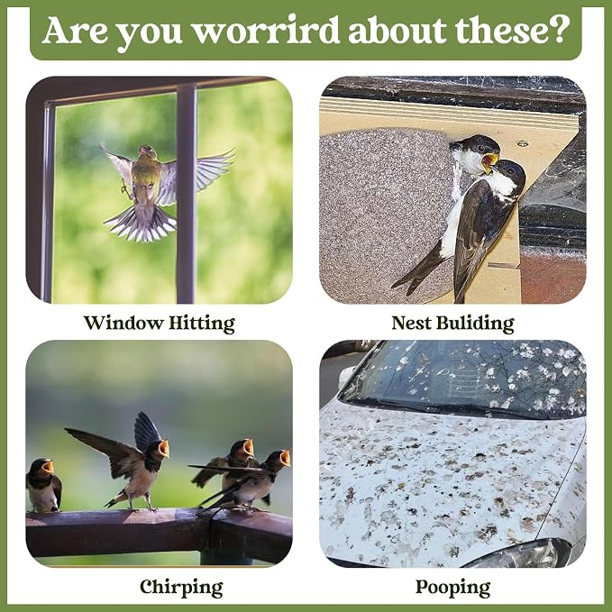 2PCS Flat Fake Owl Plastic Owl to Scare Pigeon for Balcony Hanging Garden Owls with Reflective Tape to Keep Squirrel Woodpecker Away from House Window Outdoor Patio Yard Backyard Front Porch Decor