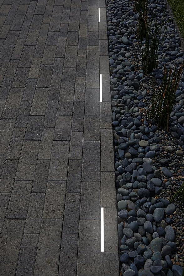 LUMENGY Paver Light Slim 0.5x12 Inch (0.55 x 11.8) 5000K Daylight Glare-Free Steel Lighting for Pavers, Brick, Driveways, Walkways & Pathways, Waterproof, Drive-Over, Hardwired 12V AC/DC