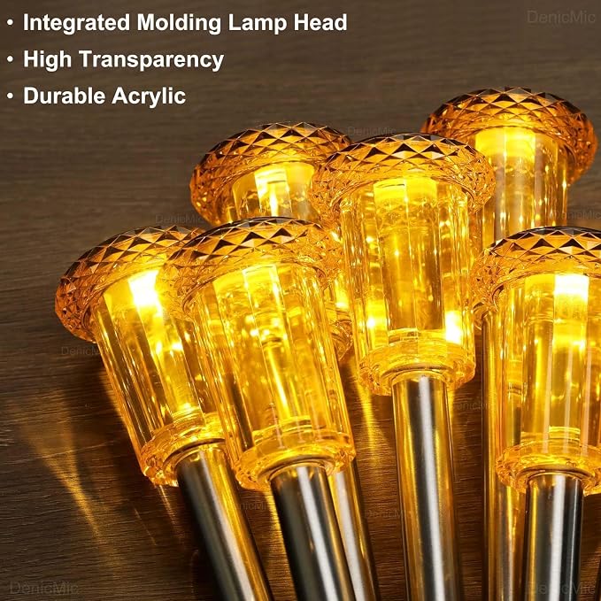 DenicMic Solar Halloween Lights Outdoor 10 Pack Fall Decorations for Home | Stake Lights for Yard Pathway Garden Walkway Driveway Patio Lawn, Auto On/Off Orange LED Autumn/Halloween Decor Waterproof
