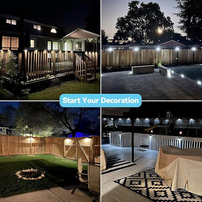Bridika Solar Fence Lights Warm White & White, Solar Outdoor Wall Lights, Fence Solar Lights Outdoor Waterproof for Step, Backyard, Fence, Wall, Patio, Deck Railing, Stair (12 Pack)