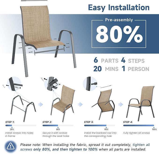 Amopatio 5 Pieces Patio Dining Set for 4, Outdoor Table and Chairs, 4 All Weather Stackable Patio Chairs, 39" Patio Spliced Round Table with Umbrella Hole, for Deck, Backyard, Garden,Brown