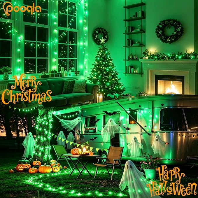 1000 LED Green Halloween Lights Outdoor String Lights, 328 ft | Green Wire Waterproof Twinkle Fairy Lights Plug in with Timer, 8 Modes String Lights Indoor Xmas Tree Christmas Decorations