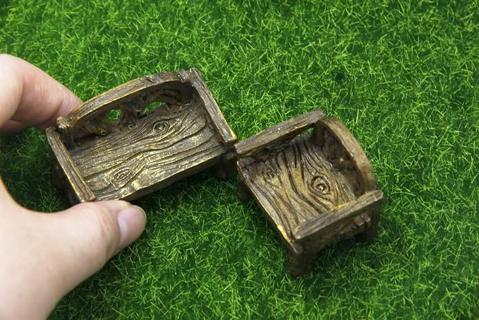 Fiddlehead Fairy Village - Micro Cany Resin Mini Bench & Chair Set Fairy Garden Decor Accessory Fish Tank Decoration