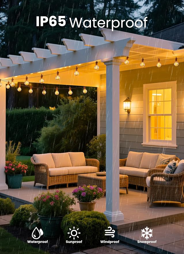 Outdoor String Lights, 159FT 77 LED Bulbs String Lights, IP65 Waterproof Connectable G40 Outside Patio Light for Backyard Porch Balcony Garden Decor Christmas Camping Gazebo