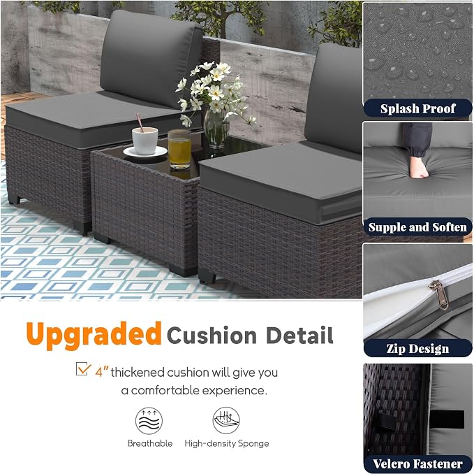 Patio Furniture Set 10 Pieces Outdoor Furniture Patio Conversation Set w/43in 55000 BTU Propane Fire Pit Table,PE Rattan Wicker 10 Pcs Outdoor Sofa Set w/Swivel Rocking Chairs,Grey
