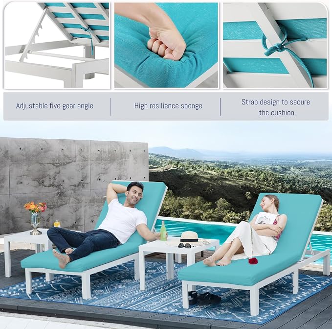 BULEXYARD 11 Piece Large Modern Aluminum Outdoor Sofa with Lounge Chair & Fire Pit Table, 500 lbs Durable Sectional Set for Heavy People, All Weather Comfy Patio Furniture Set for Backyard, Turquoise