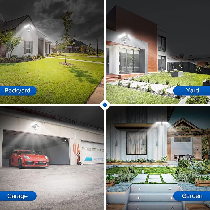 SANSI 36W 3600LM LED Motion Sensor Outdoor Light, IP65 5000K (Black) | 350W Equiv 4 Modes Motion Lights for Outside, Flood Lights Outdoor Security Lights for Backyard, Garage, Yard, Porch