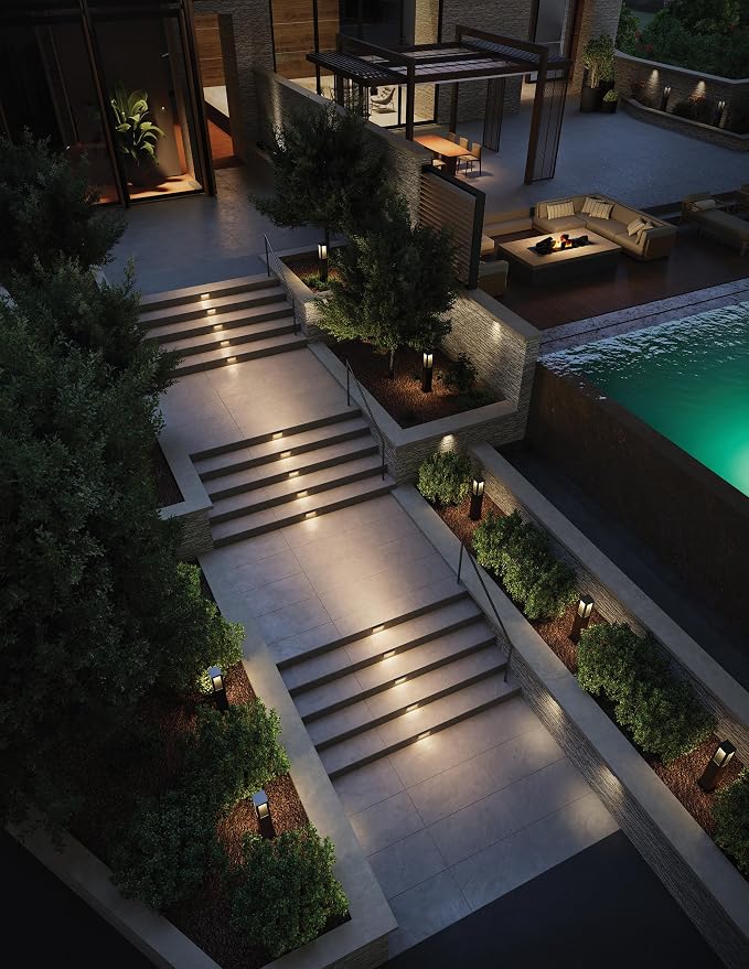 Hinkley Taper 1565BZ Wide Horizontal 12v Landscape Step Light, Aluminum, Low Voltage, Recessed Mount, Integrated LED, Safe for Wet Conditions, Bronze Finish with Etched Glass Lens | Recess Mount, Deck Light, Low Voltage, Landscape, Etched Glass, ADA, O...