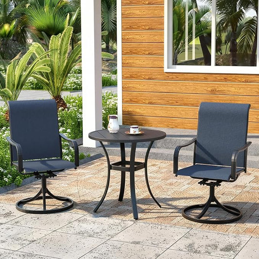 Outdoor Dining Set,27.5" Round Patio Table with 2pcs Swivel Chairs,Outdoor Furniture Set for Garden Backyard Lawn Poolside