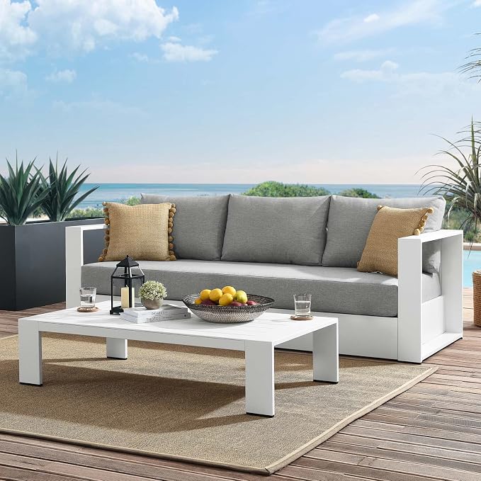 Modway Tahoe Aluminum 2-Piece Outdoor Patio Set in White Gray