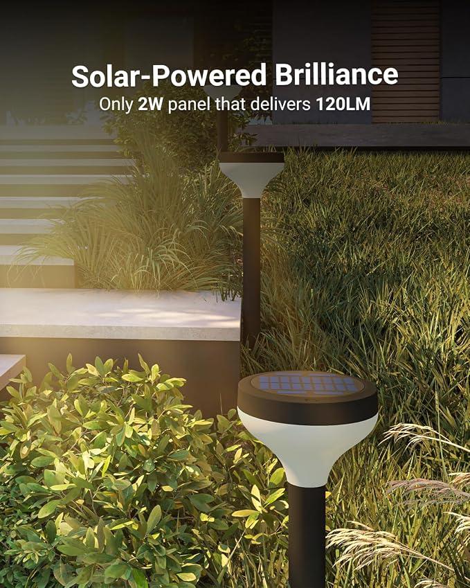 Sunco 6 Pack Round Solar Pathway Lights Outdoor, Dimmable, 2CCT | Bright 120 Lumens, 2700K/4000K, Backyard Landscape Lighting, for Walkways, for Garden Accents, Driveways