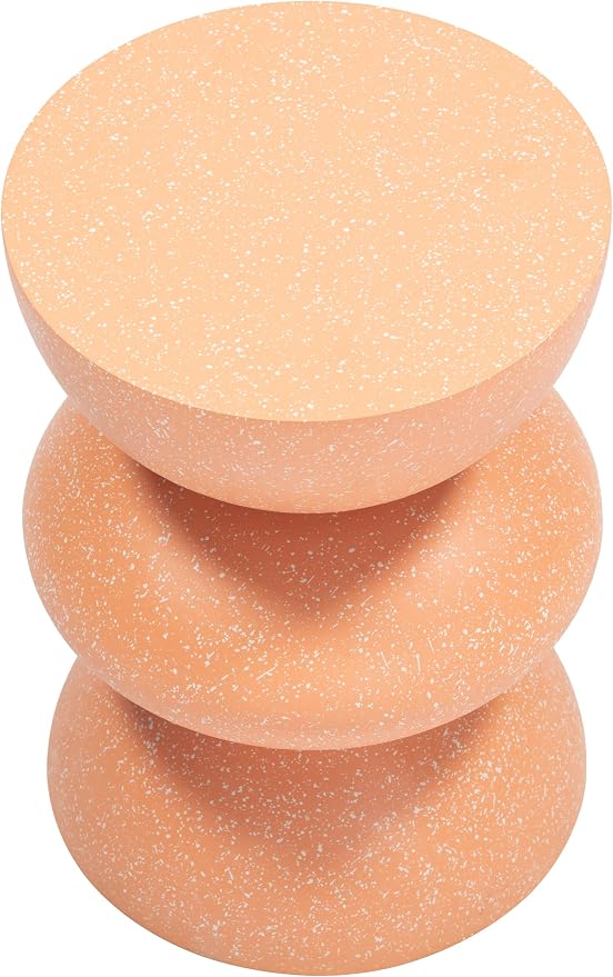 Tressa Side Table Terracotta, Brown End Table, Modern Style, Faux Terrazzo Poly Cement Round Shape Tabletop, Poly Cement, Outdoor Living, 12.6" W x 12.6" D x 17.7" H