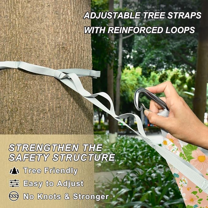 Camping Hammock Outdoor Hammocks for Outside Flower Green Leave Beach Trees Portable Lightweight with Pockets Tree Straps Indoor
