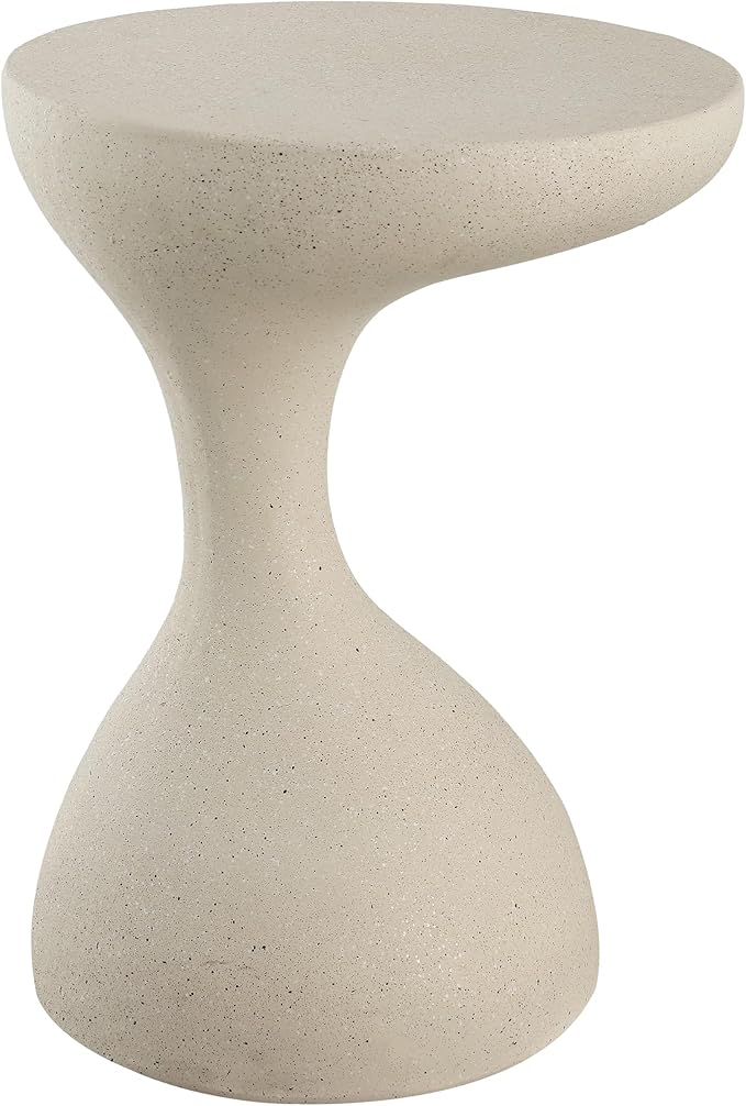 JONATHAN Y Boracay Modern Sculptural Indoor/Outdoor Side Table, 15" x 19.75" Weather-Resistant Pedestal Accent Table and Garden Stool for Patio, Deck or Living Room, Cream Terrazzo TBL1110B
