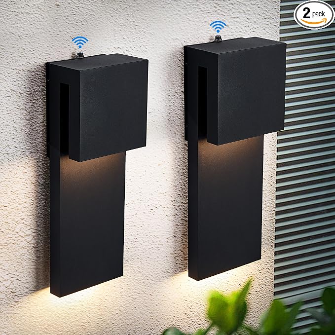 Tarentlight Dusk to Dawn Outdoor Wall Lights 2 Packs,Modern Minimalist Outdoor Fixture Wall Mount,Anti-Rust Sturdy & Sleek Outside Lights for House Porch Garage Patio,3000K 17W Integrated LED
