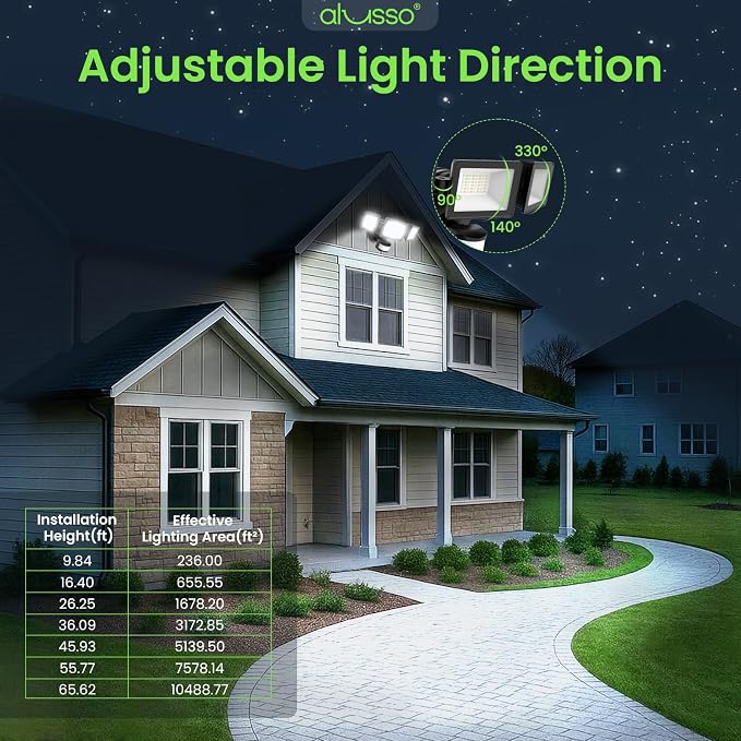 ALUSSO Motion Sensor Outdoor Lights Hardwired(Not Solar),40W 4500LM Flood Lights Outdoor 120V, 3CCT 3000K/4000K/6500K, 3 Modes(Dusk to Dawn/Auto/On Time) Security Light for Garage Yard Porch,Black,ETL