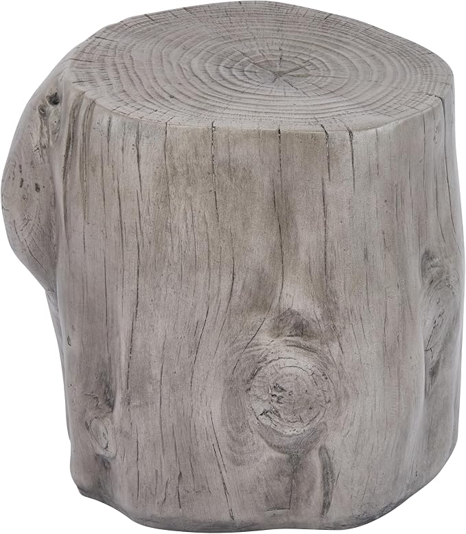 Christopher Knight Home Lomlyn Outdoor Tree Stump Side Table, Lightweight Concrete End Table, Accent Table with Natural Wood Form, Decorative Small Coffee Desk for Living Room Patio, Antique Grey