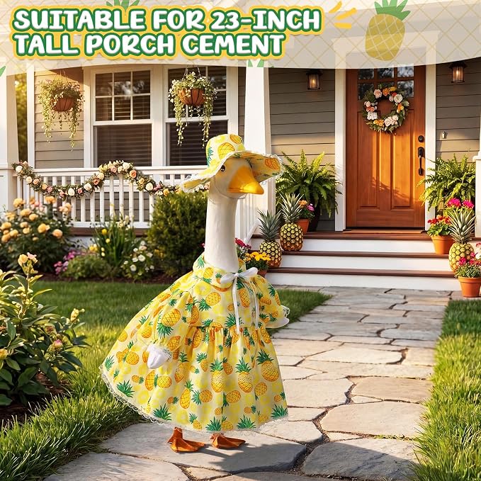 FuWeave Fall Porch Goose Outfit for Lawn Decor | Fits 23"/17" Lawn Plastic/Cement Statue Goose Costume Dress for Front Outdoor Courtyard Garden Patio Yard Decoration
